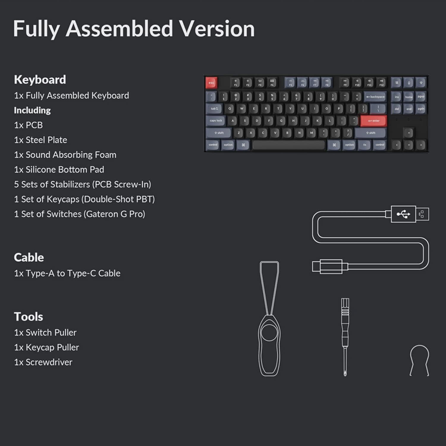 K8 Pro QMK/VIA Wireless Mechanical Keyboard, Hot-Swappable TKL Custom Programmable Macro Wired Keyboard with Gateron G Pro Brown Switch, RGB Backlit, PBT Keycaps for Mac Windows Linux