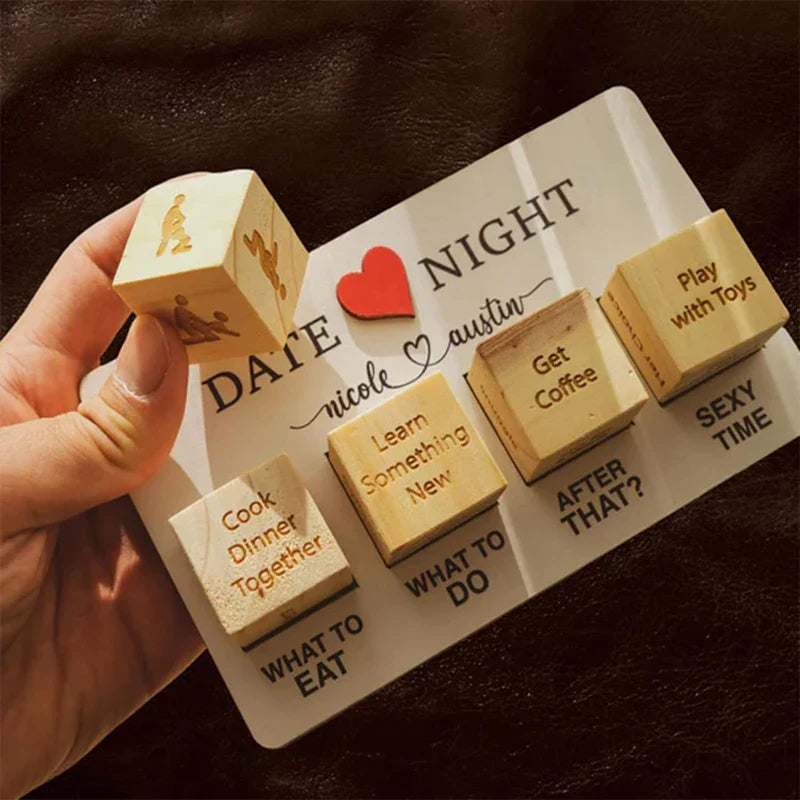 Funny Wooden Decision Dice Toys Set Adult Couple Lovers Date Night Games Party Toy Food Movie Decision Dice Valentines Gift