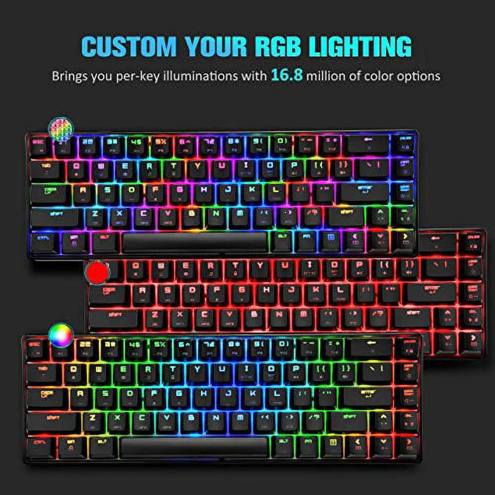 Mechanical Gaming Keyboard 18 Chroma RGB Backlit Keyboard with Type C Blue Switches 68 Keys Anti-Ghosting Wired Gaming Keyboard for Pc/Mac Gamer, Typist, Tactile(Black RGB)