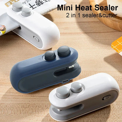 Portable Mini Heat Bag Sealing and Cutting Machine For Snacks Home Use Rechargeable Sealer Vacuum Sealer Plastic Bag Heat Sealer Clip