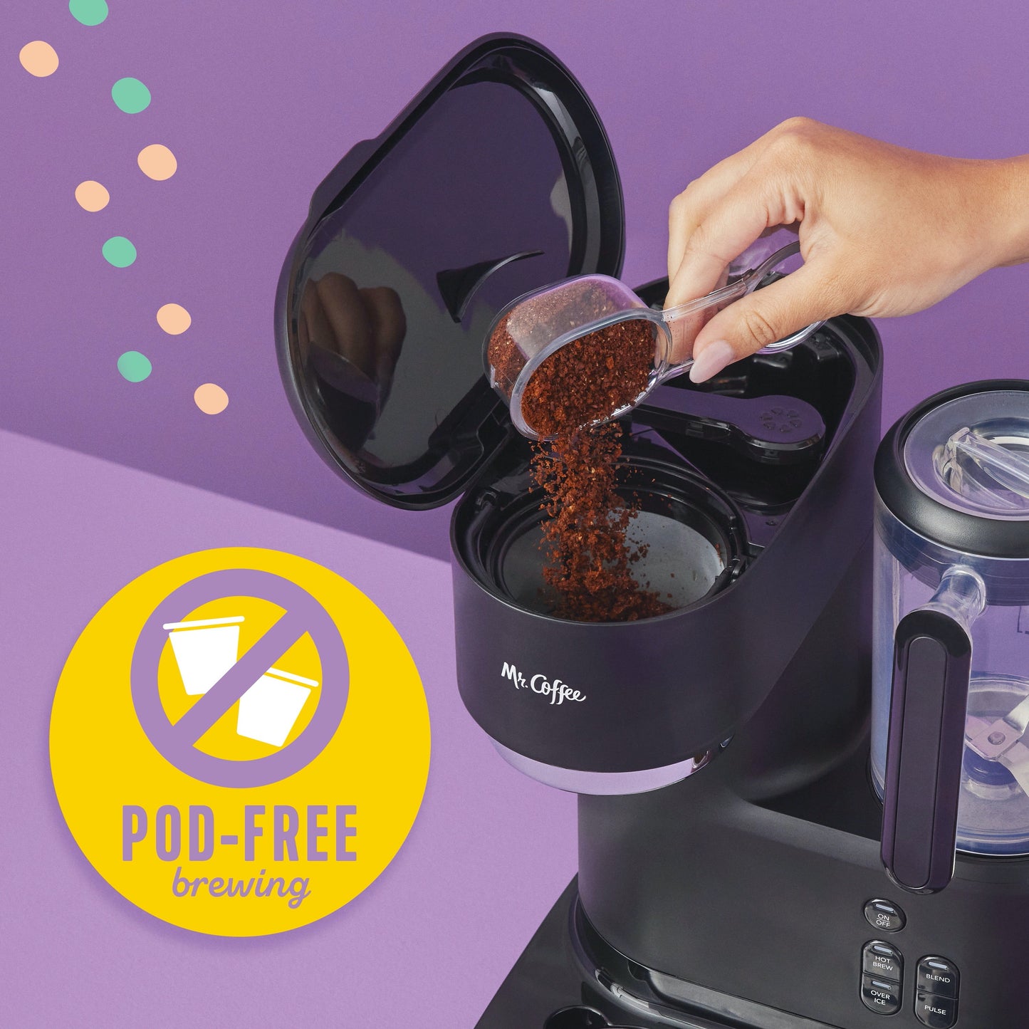 Single Serve Frappe and Iced Coffee Maker with Blender, Black